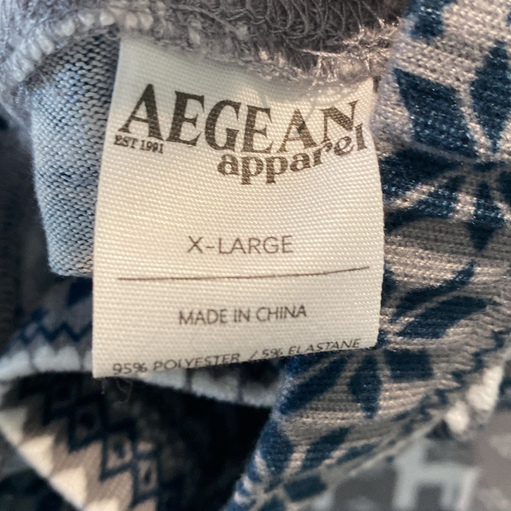 Aegean Apparel Men’s Pajama Pants. Gray/Blue/White w/Deer Design. Size XL - Picture 4 of 5